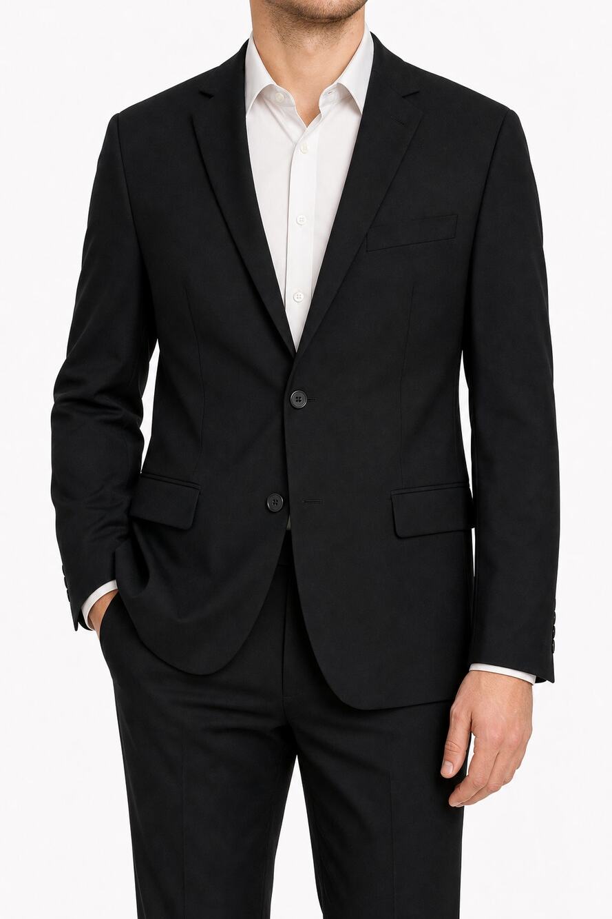 J. Ferrar Men Black Classic Fit 2 Button Blazer Sport Coat 40R Stretch Business